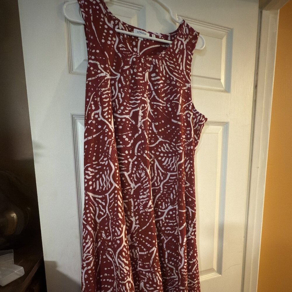 Chico’s Zenergy® UPF Printed Midi Sports Dress – Russet Red – Size 2.5 (L/14)